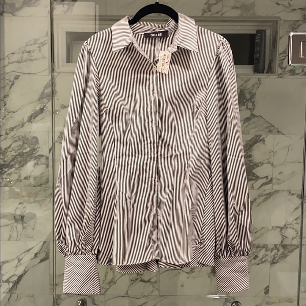 Striped Button-down Blouse
